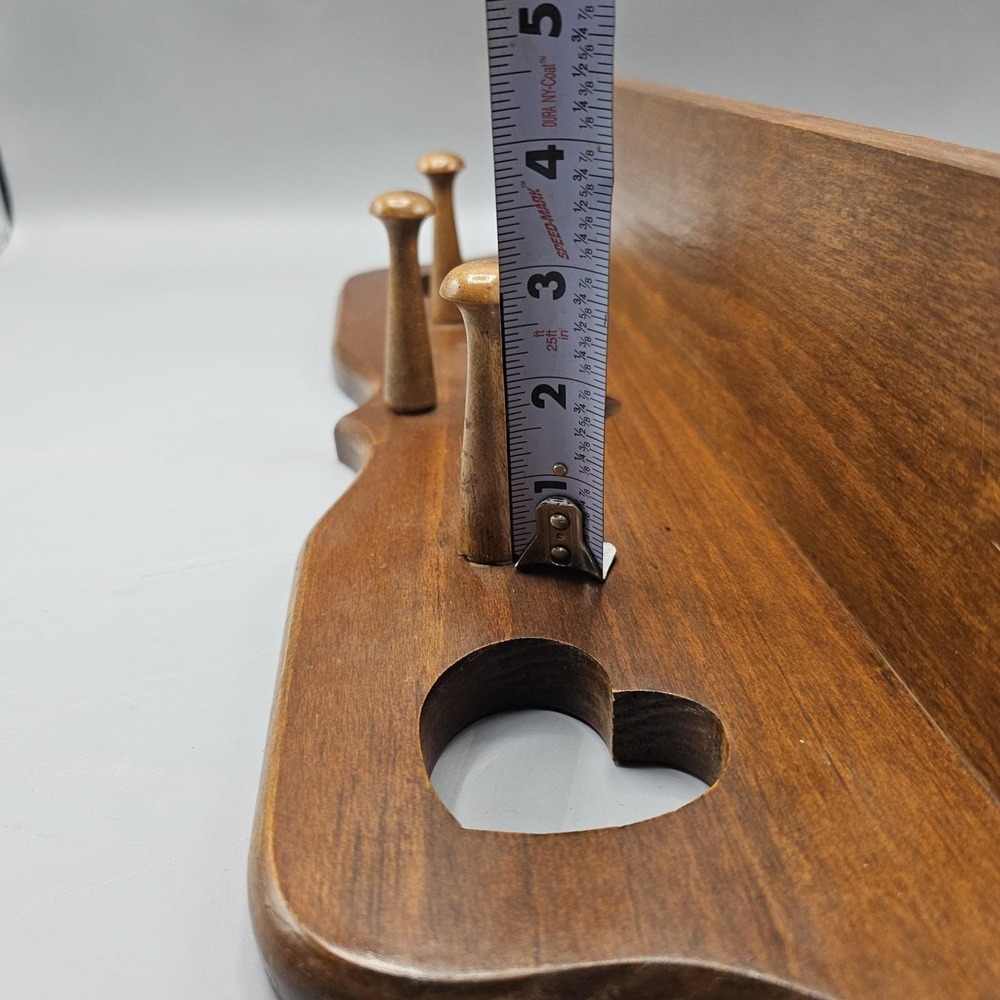 Vintage Cottagecore Wood Shelf Coat Rack Hearts Cutout 3 Pegs 22" Grandmacore - Picture 13 of 13